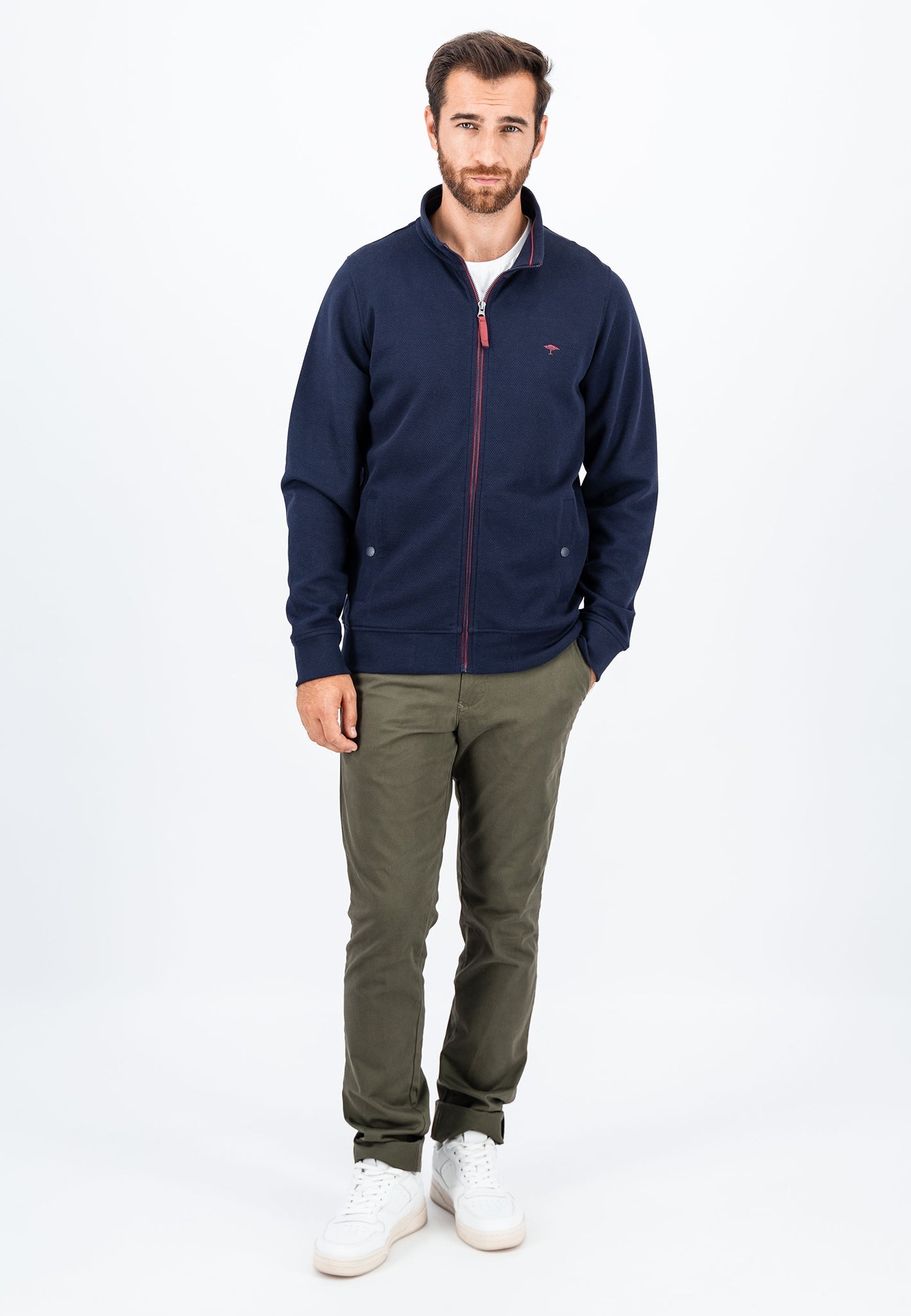 Fynch Hatton Zip Cardigan - Navy
