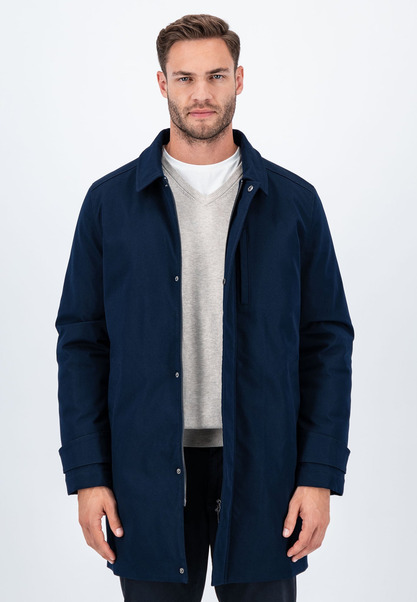 Fynch Hatton Twill Coat - Navy