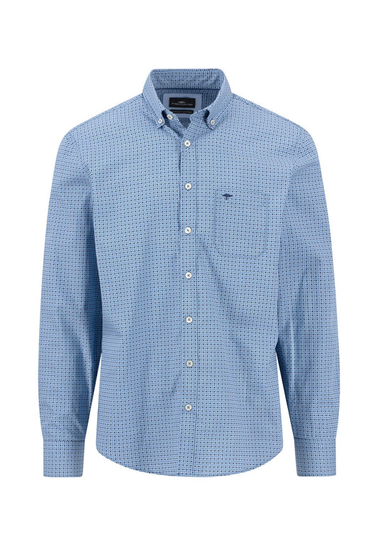 Fynch Hatton Long Sleeved Print Shirt - Cloud Blue