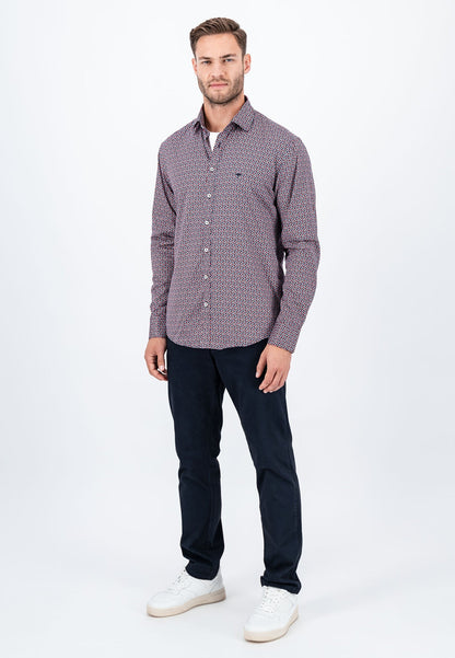 Fynch Hatton Long-Sleeved Print Shirt - Flame