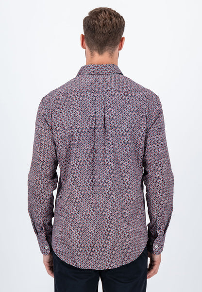 Fynch Hatton Long-Sleeved Print Shirt - Flame