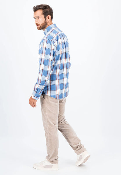 Fynch Hatton Flannel Check Shirt - Cloud Blue