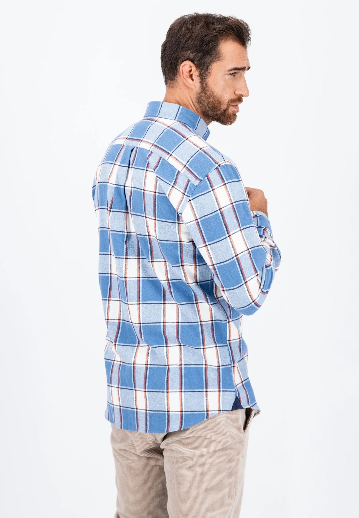 Fynch Hatton Flannel Check Shirt - Cloud Blue