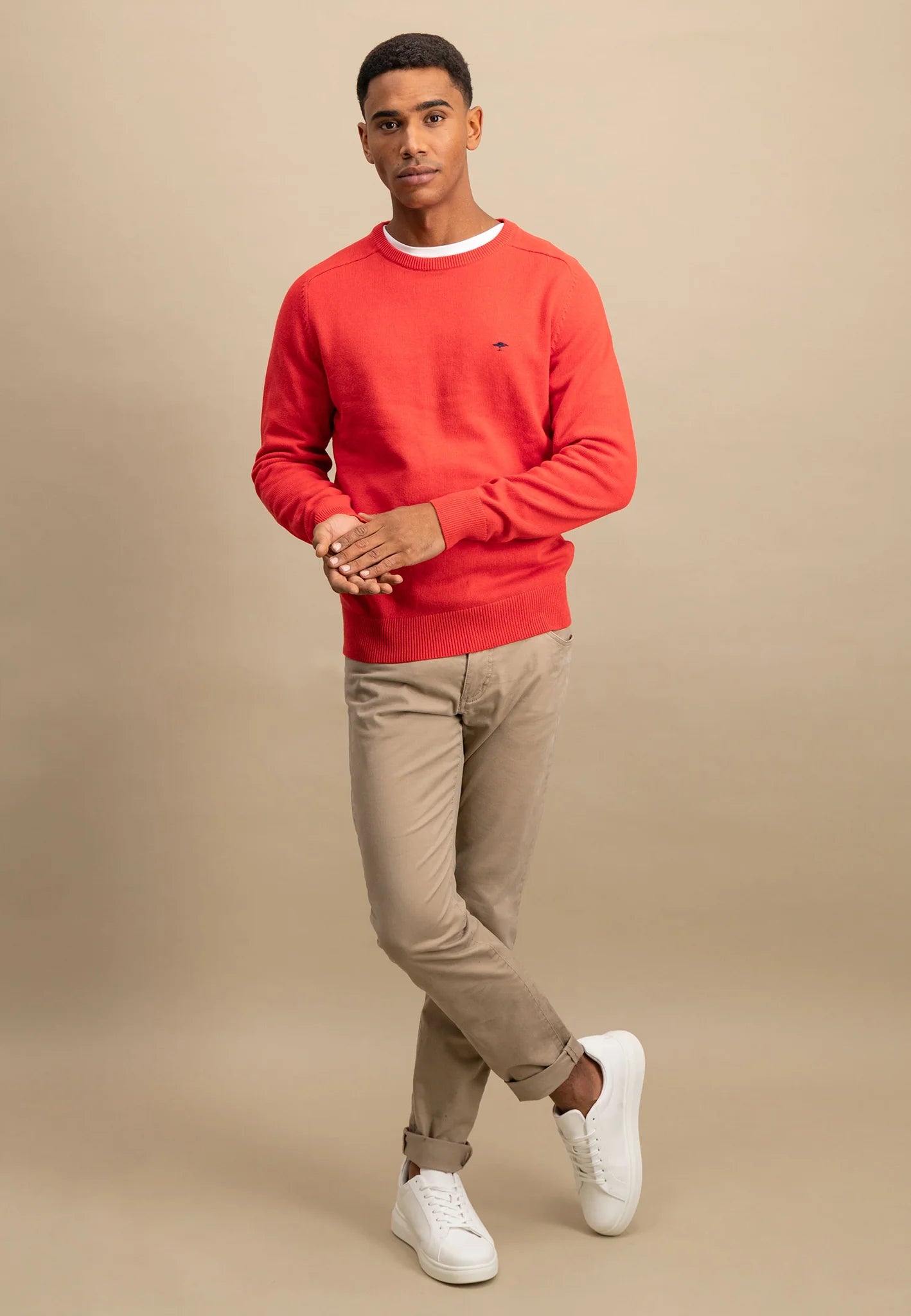 Fynch Hatton Round Neck Supersoft Knit Jumper - Poppy Red