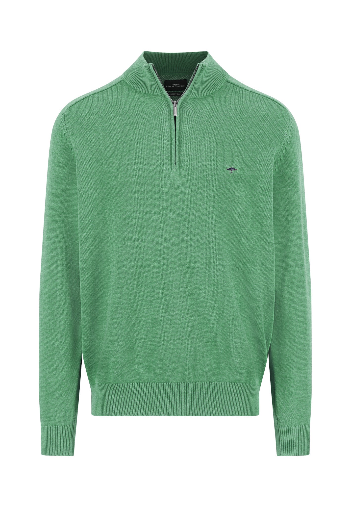Fynch Hatton Troyer Zip Supersoft Knitwear - Turf Green