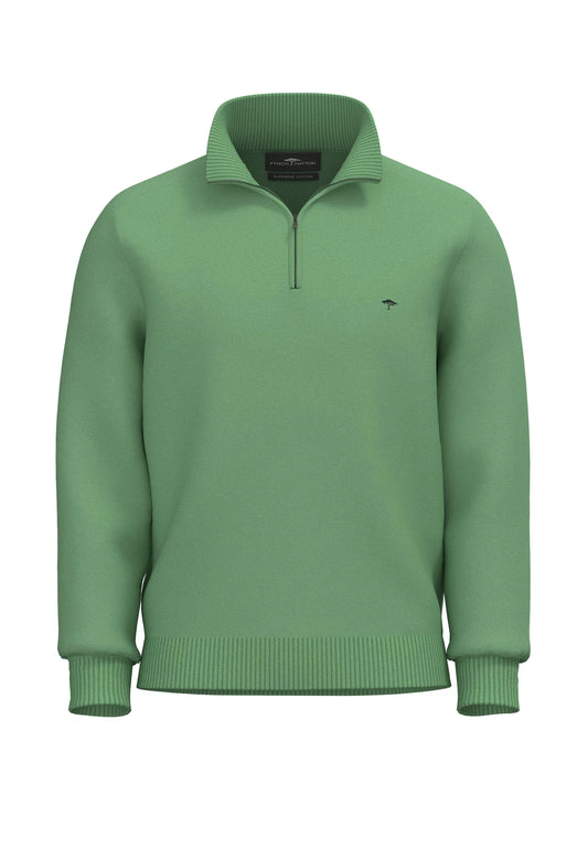 Fynch Hatton Troyer Zip Supersoft Knitwear - Turf Green