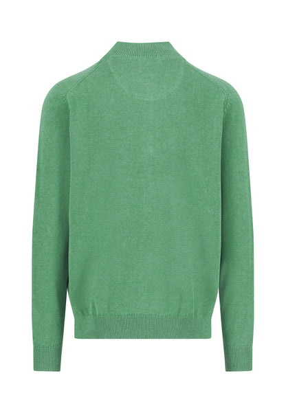 Fynch Hatton Troyer Zip Supersoft Knitwear - Turf Green