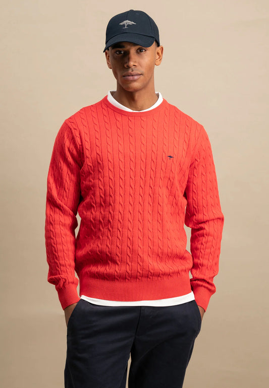 Fynch Hatton Cable Knit Sweater -  Poppy Red