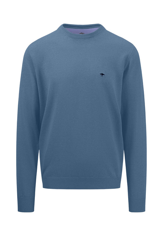 Fynch Hatton O-Neck Superfine Jumper - Cloud Blue