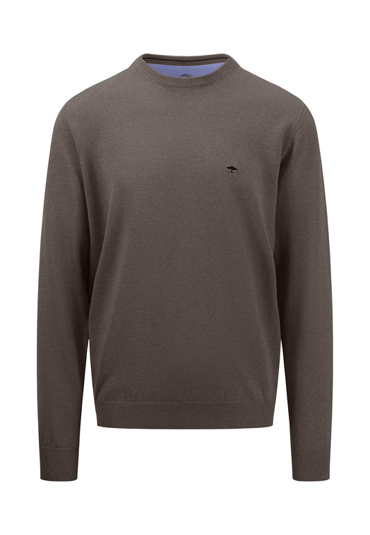 Fynch Hatton O-Neck Superfine Jumper - Earth