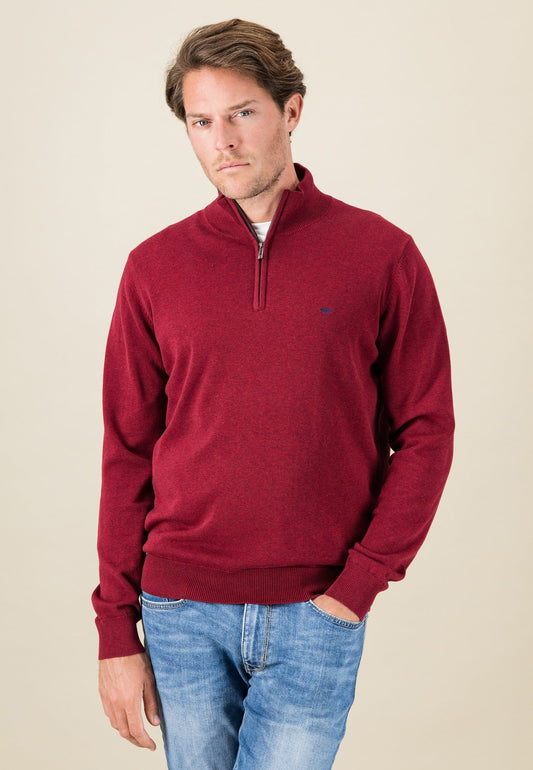 Fynch Hatton Half Zip Superfine Troyer - Ruby Red
