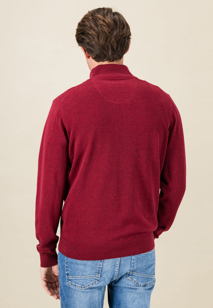 Fynch Hatton Half Zip Superfine Troyer - Ruby Red