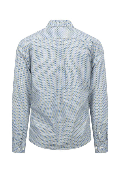 Fynch Hatton Long Sleeve Print Shirt - Vibrant Blue