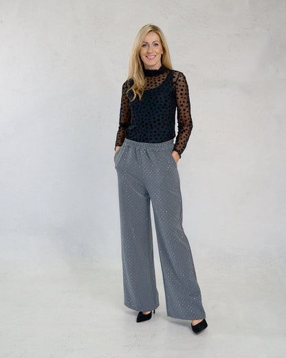 Deck Wide Leg Sparkle Pants - Grey