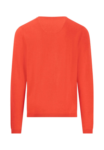 Fynch Hatton Cotton Knit Round Neck Jumper - Poppy Red