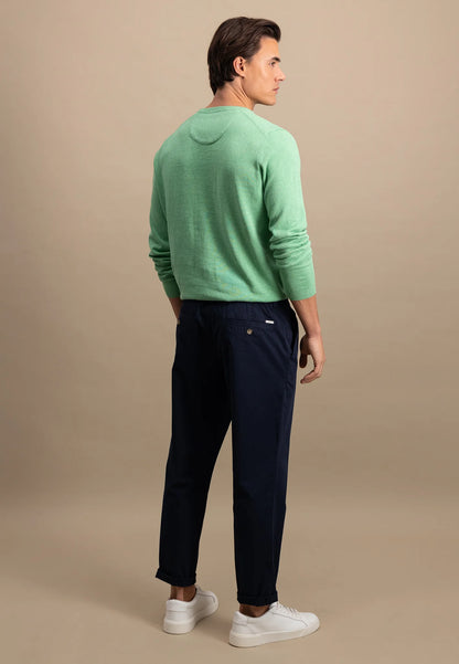 Fynch Hatton Cotton Round Neck Jumper - Turf Green