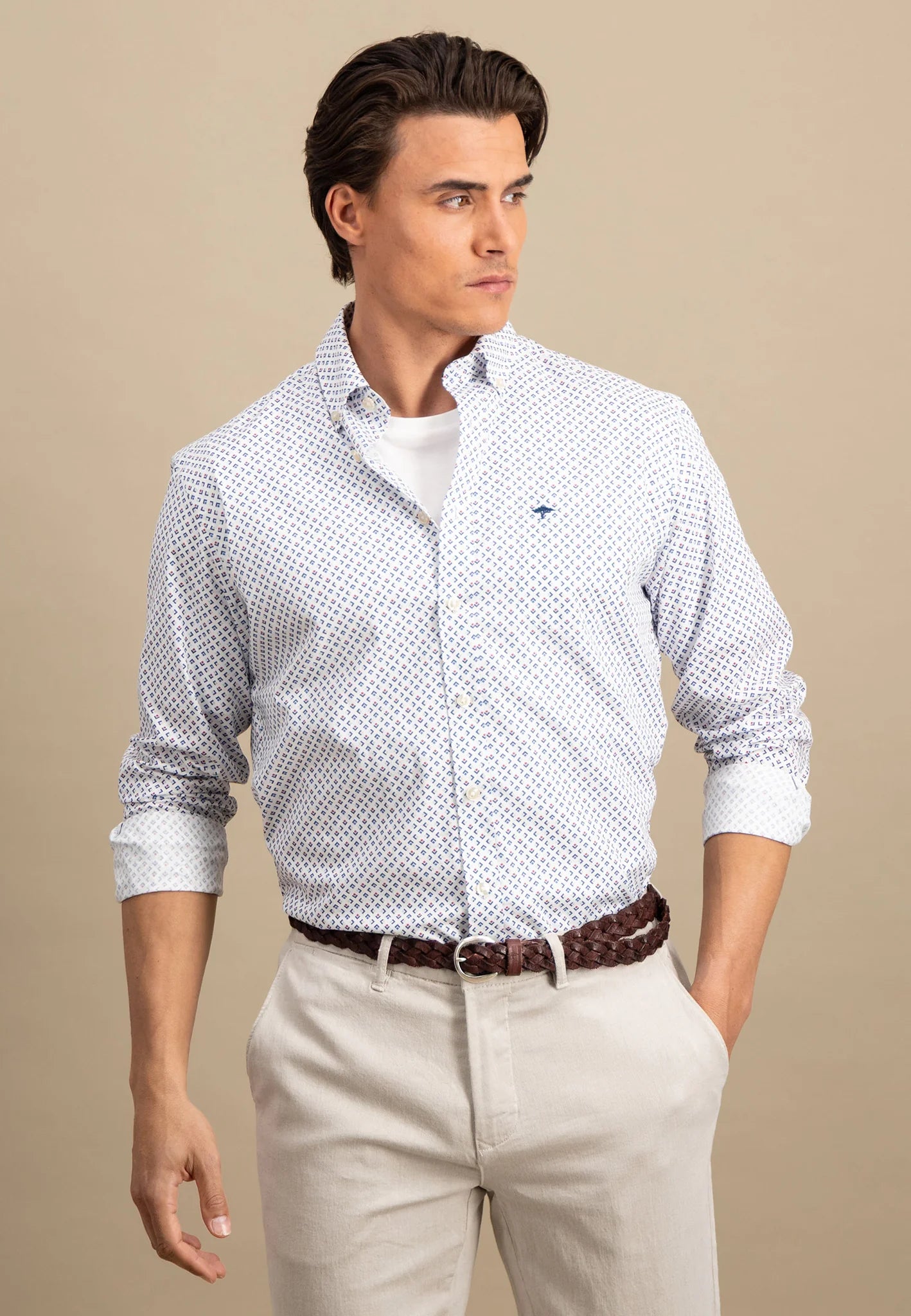 Fynch Hatton Mimimal Print Shirt - Navy