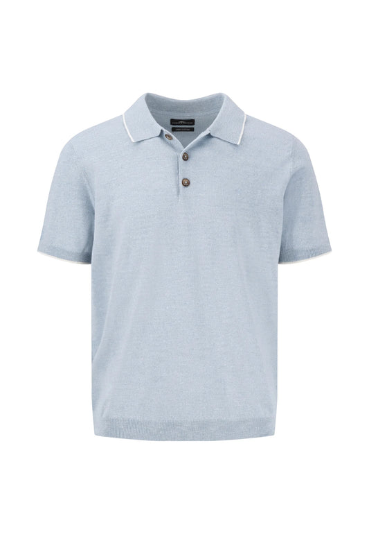 Fynch Hatton Linen Mix Polo -  Summer Breeze