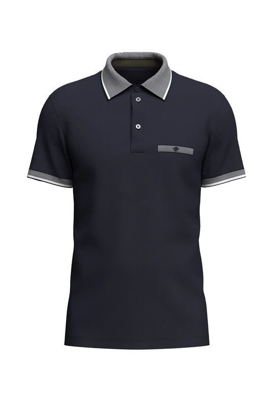 Fynch Hatton Contrast Mercerized Polo - Navy