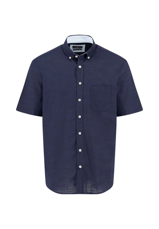 Fynch Hatton Classic Solid Slub Shirt - Navy