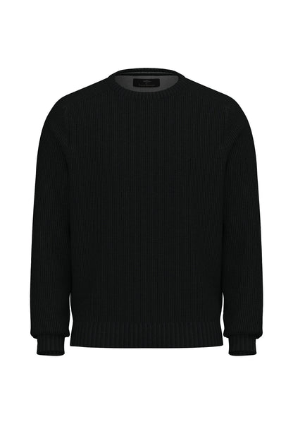 Fynch Hatton Round Neck Structure Supersoft Jumper - Navy