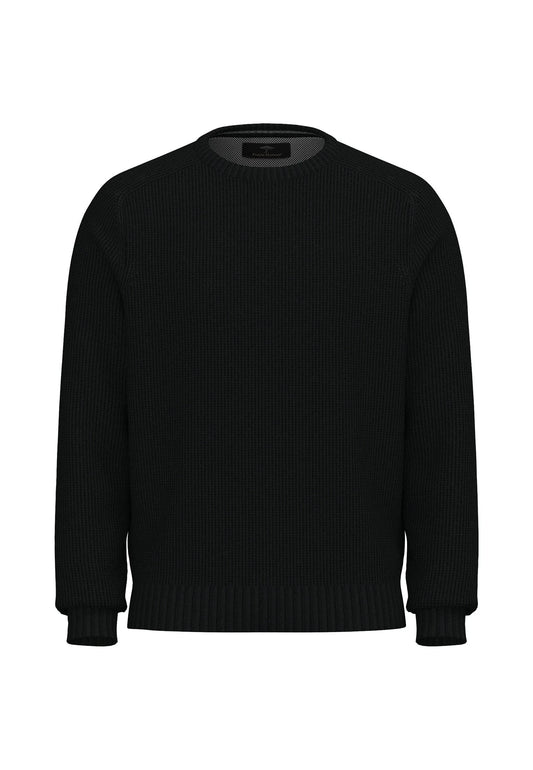 Fynch Hatton Round Neck Structure Supersoft Jumper - Navy