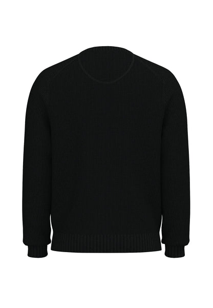 Fynch Hatton Round Neck Structure Supersoft Jumper - Navy