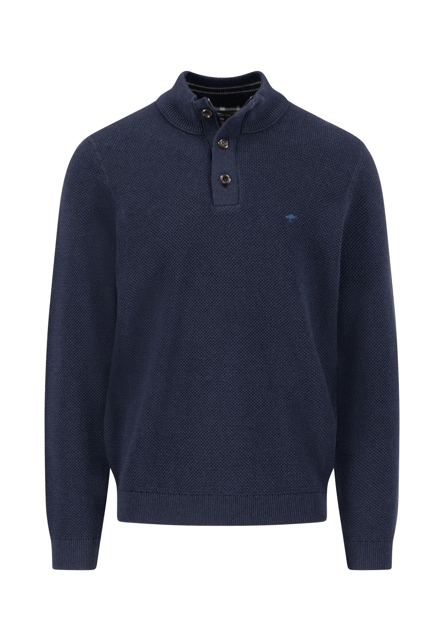 Fynch Hatton Buttoned Troyer Wool Knitwear - Navy