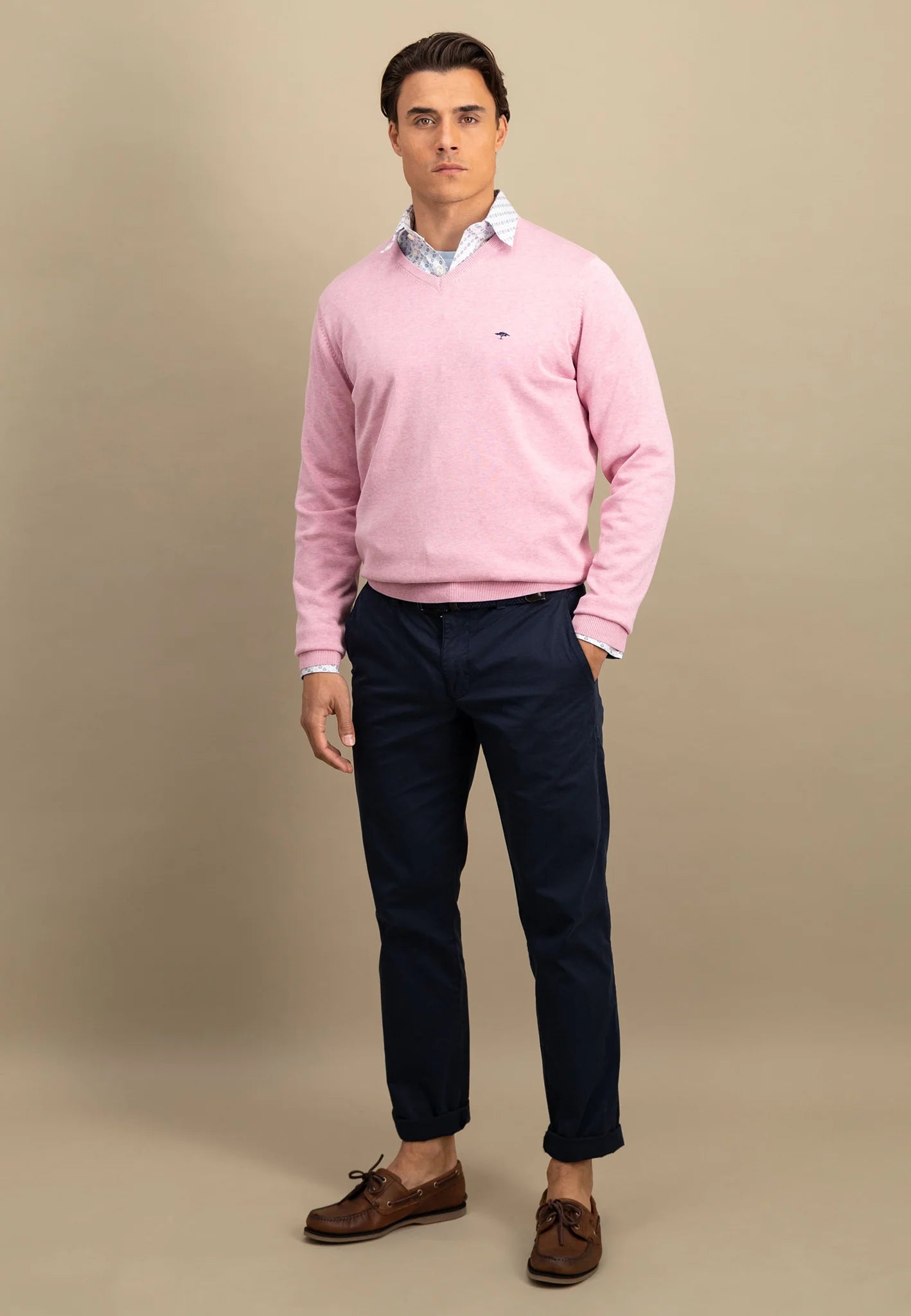 Fynch Hatton Superfine V-Neck Jumper - Pink