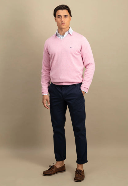 Fynch Hatton Superfine V-Neck Jumper - Pink