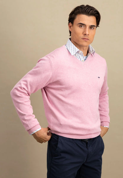 Fynch Hatton Superfine V-Neck Jumper - Pink
