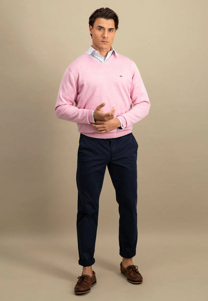 Fynch Hatton Superfine V-Neck Jumper - Pink