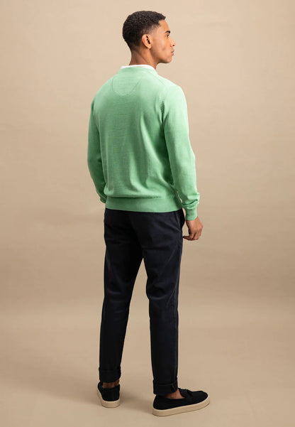 Fynch Hatton V-Neck Jumper - Turf Green