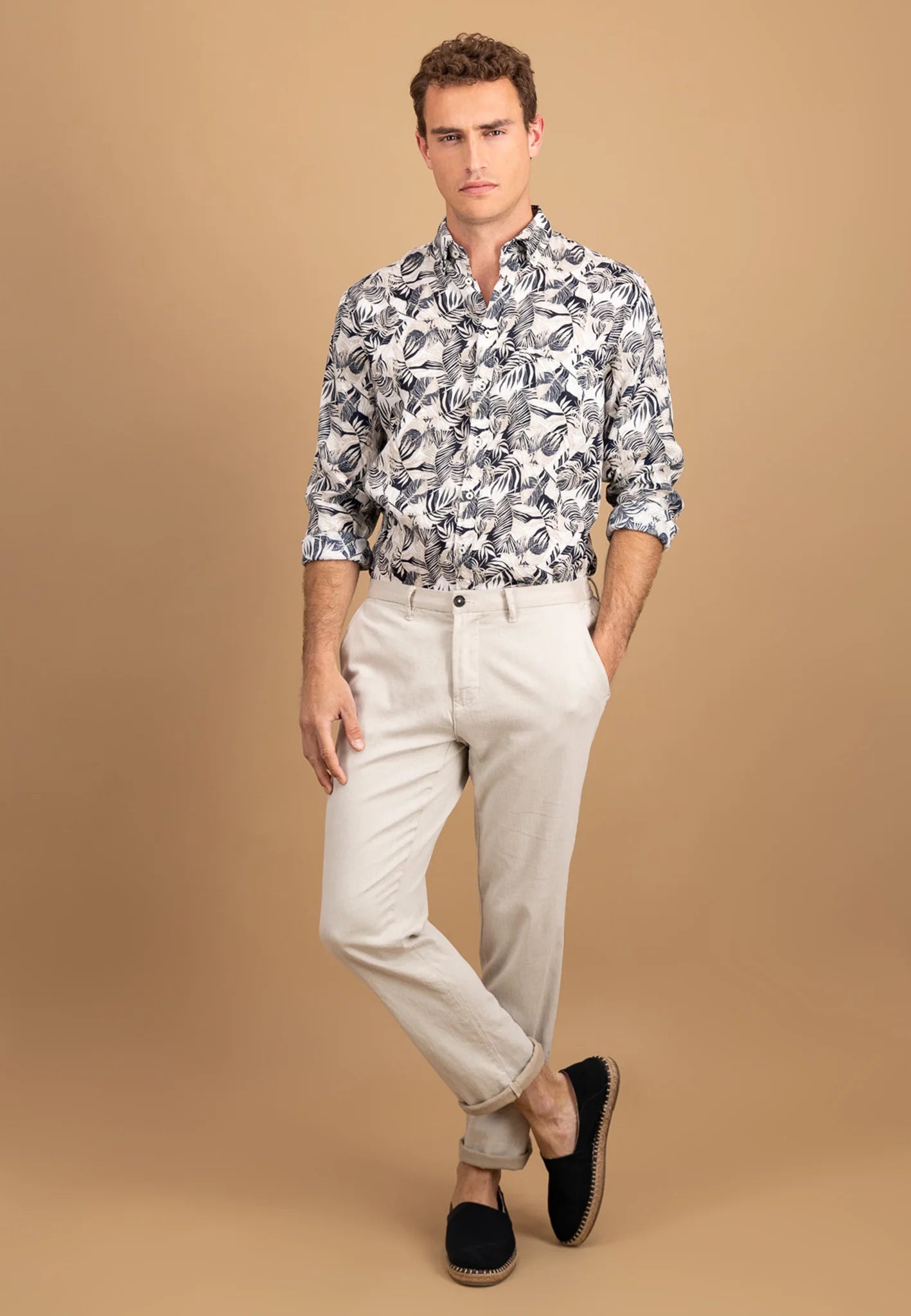 Fynch Hatton Linen Botanical Print Shirt