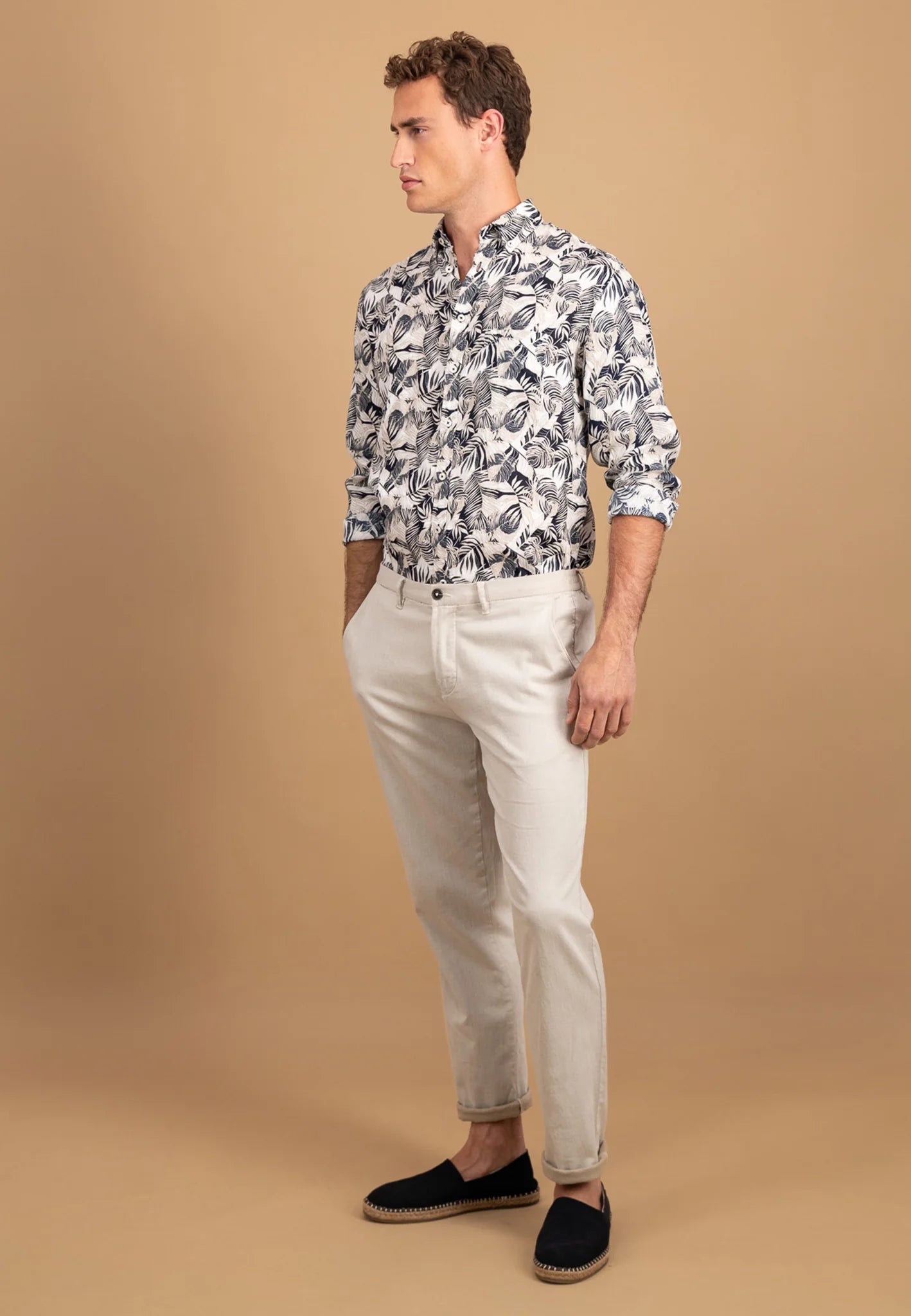 Fynch Hatton Linen Botanical Print Shirt