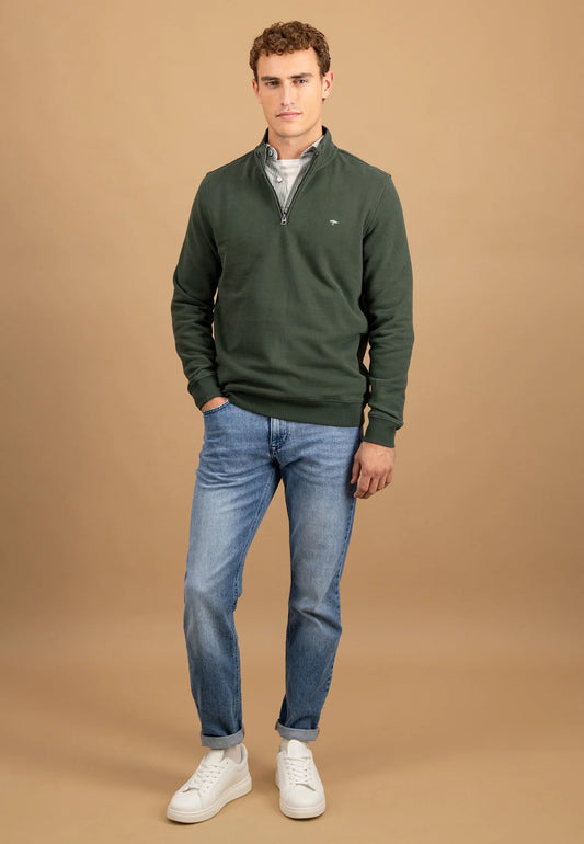 Fynch Hatton Sweat Troyer Zip - Dark Ivy