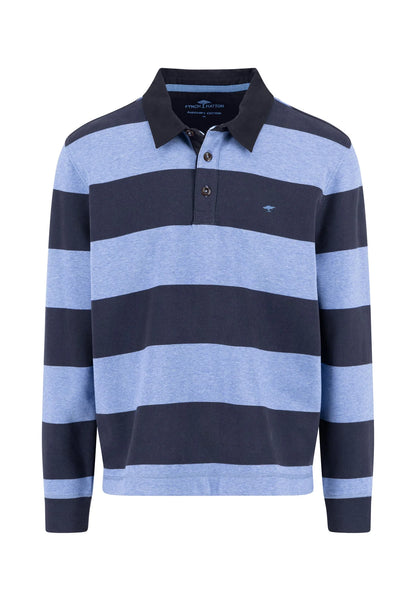 Fynch Hatton Sweat Rugby Striped - Crystal Blue