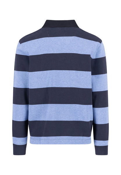 Fynch Hatton Sweat Rugby Striped - Crystal Blue