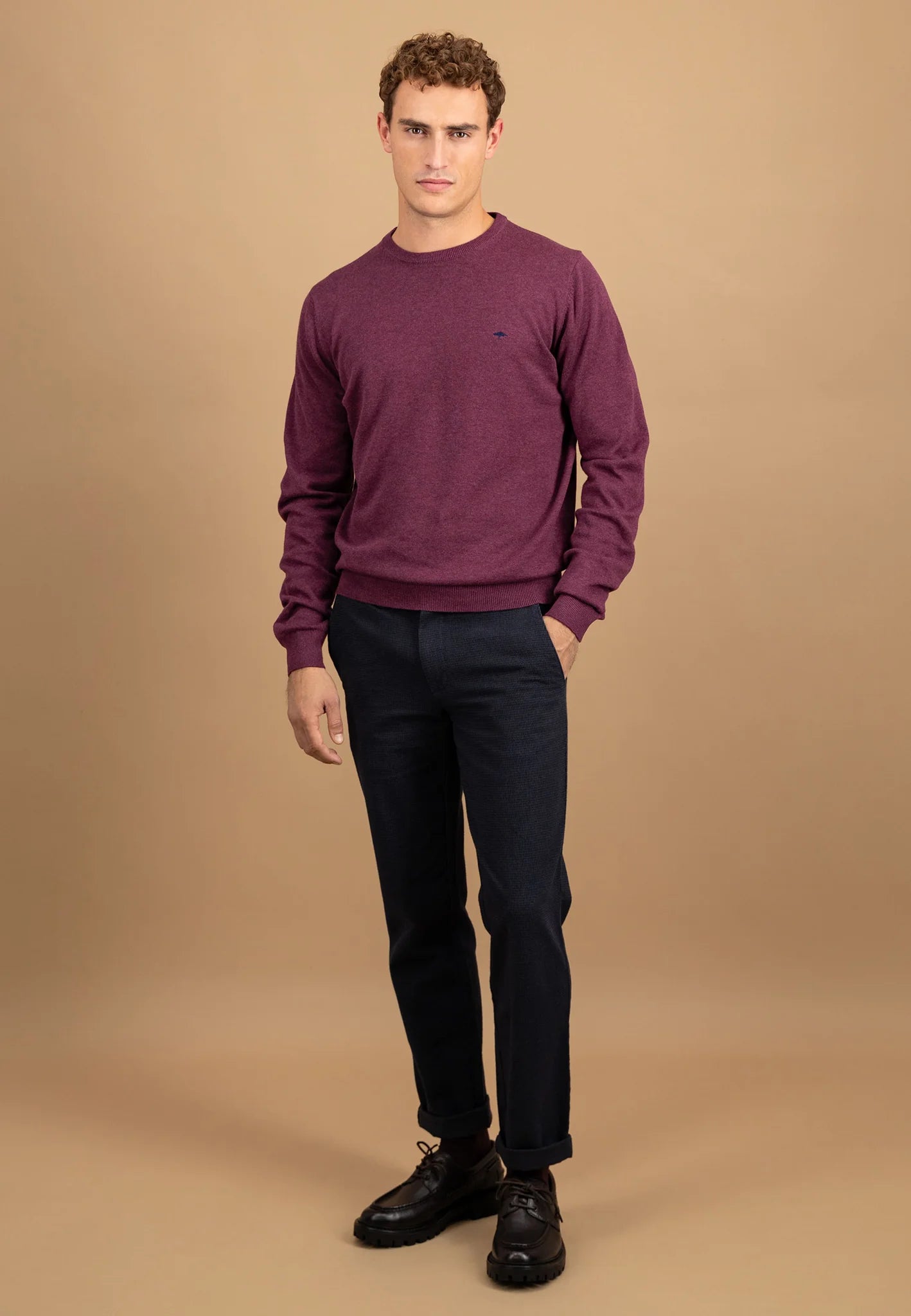 Fynch Hatton Round Neck Knit - Deep Merlot