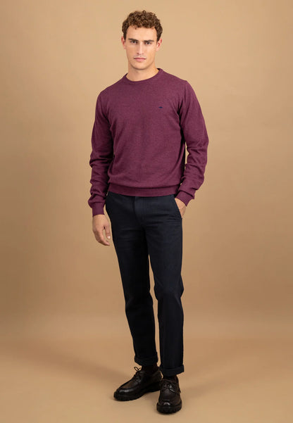 Fynch Hatton Round Neck Knit - Deep Merlot