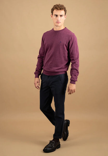 Fynch Hatton Round Neck Knit - Deep Merlot