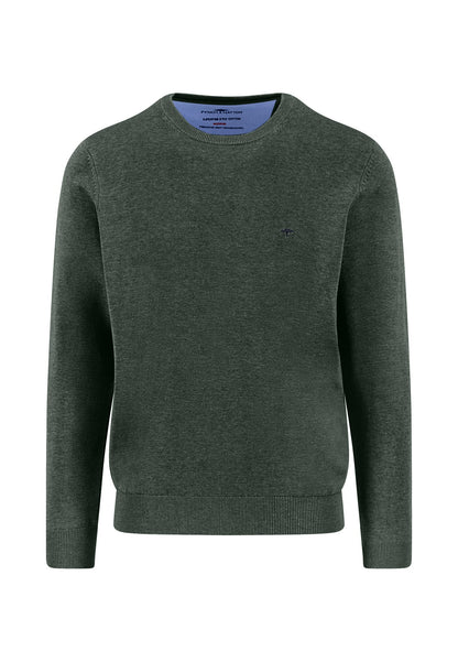 Fynch Hatton Round Neck Superfine Jumper - Dark Ivy