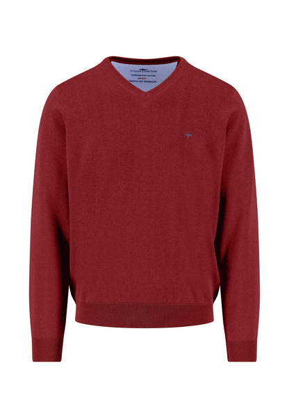 Fynch Hatton V-Neck SuperFine Jumper - Garnet Red