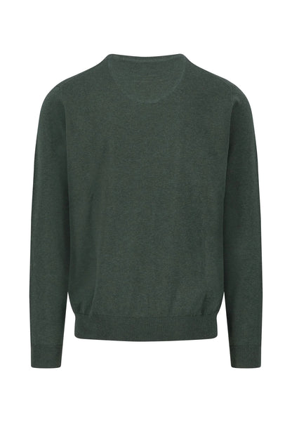 Fynch Hatton V-Neck SuperFine Jumper - Dark Ivy