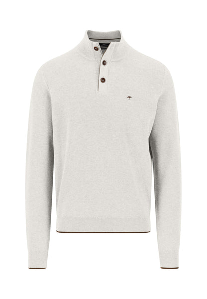 Fynch Hatton Troyer Button 1/4 Zip - Winter White