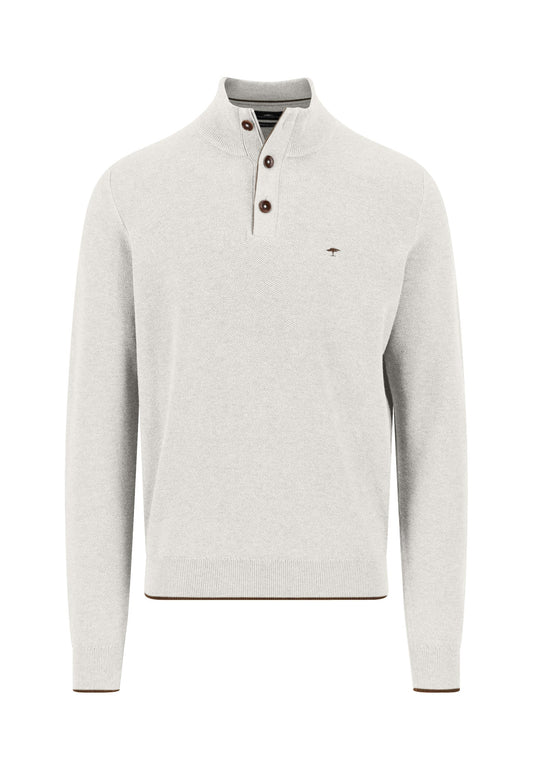 Fynch Hatton Troyer Button 1/4 Zip - Winter White