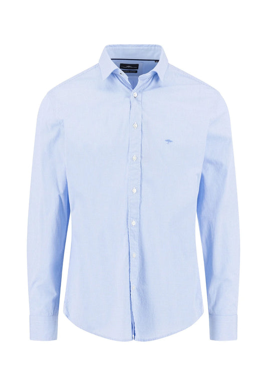Fynch Hatton Essential Check Shirt-Soft Blue