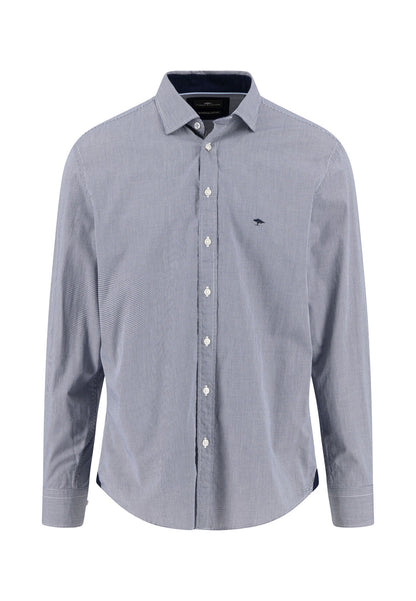 Fynch Hatton Shirt Long Sleeve Small Check - Navy