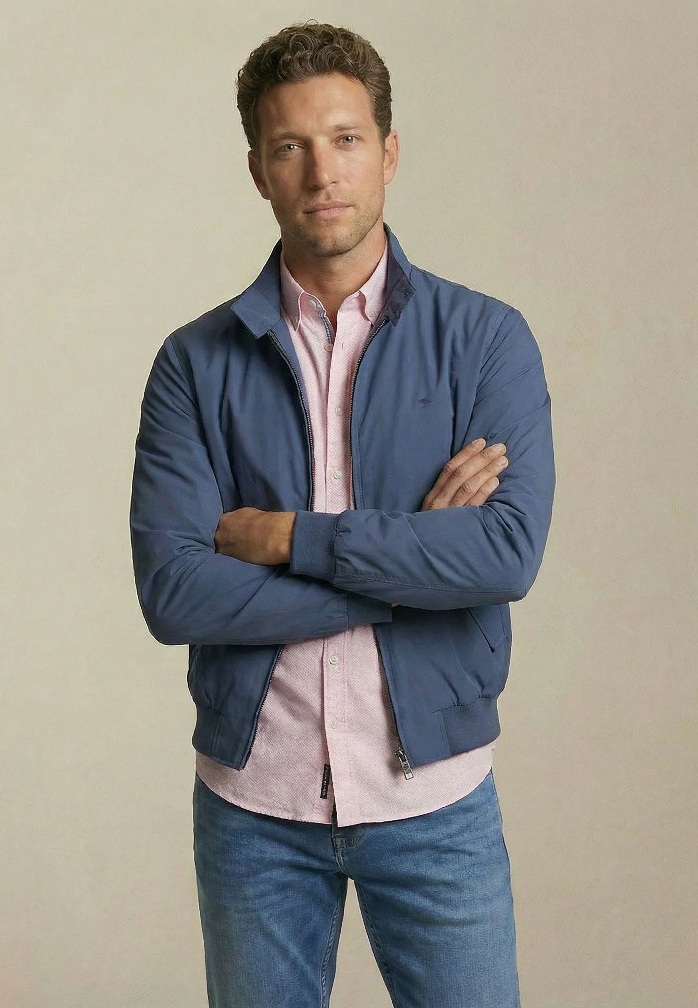 Fynch Hatton Harrington Blouson Jacket - Horizon Blue