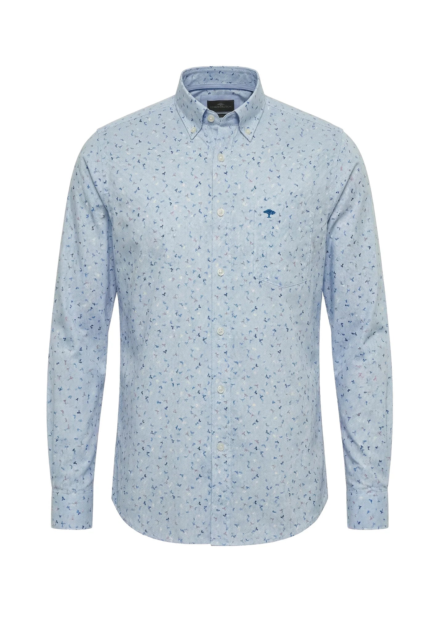 Light blue patterned shirt on a white background